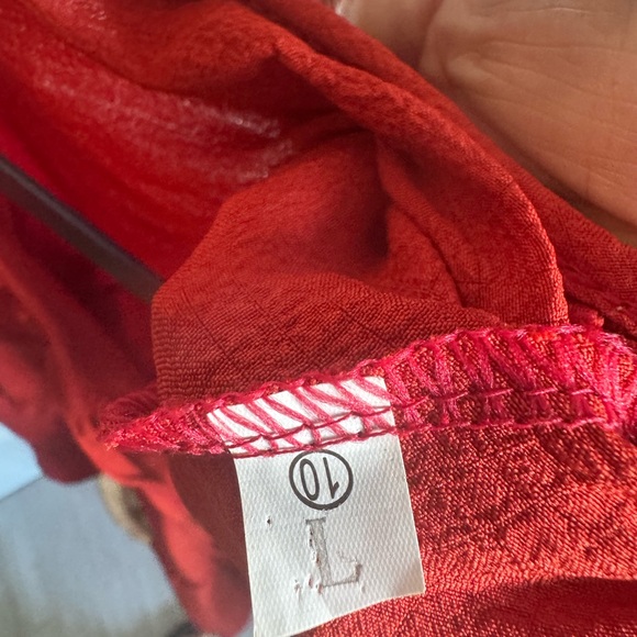 Red Ruffled Women's Blouse - Picture 3 of 3